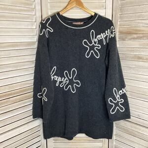 BAPY by A Bathing Ape Heavy Charcoal Wool Embroidered Tunic Sweater S